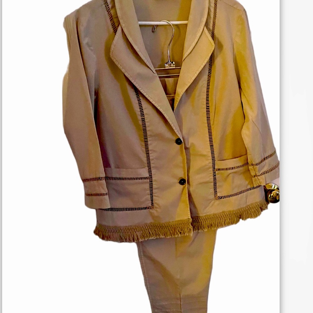 2-pc cotton casual pant suit